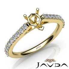 Double Prong Set Diamond Engagement Heart Semi Mount Ring 14k Gold Yellow  (0.3Ct. tw.)