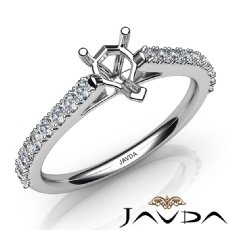 Double Prong Set Diamond Engagement Heart Semi Mount Ring 14K White Gold 0.30Ct