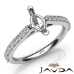 Double Prong Set Diamond Engagement Marquise Semi Mount Ring 14k White Gold 0.3Ct - javda.com 