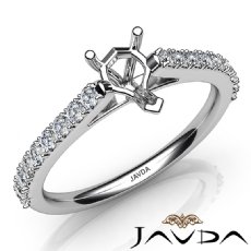 Double Prong Set Diamond Engagement Pear Semi Mount Ring 14K White Gold 0.30Ct