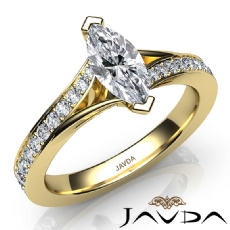 Pave Set Classic Sidestone diamond Ring 18k Gold Yellow
