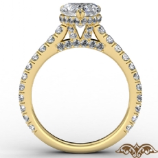 Cathedral Hidden Halo U Pave diamond Ring 18k Gold Yellow