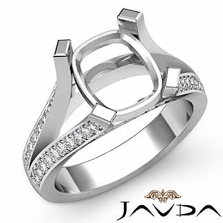 0.45Ct Cushion Diamond Engagement Split Shank Ring 14k Gold White Semi Mount Setting