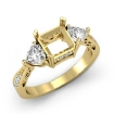 3 Stone Side Heart Diamond Engagement Ring Princess Semi Mount 18k Yellow Gold 0.82Ct - javda.com 