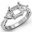 3 Stone Side Heart Diamond Engagement Ring Princess Semi Mount Platinum 950 0.82Ct