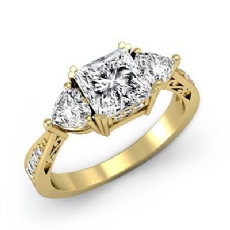 Tapered Three Stone Filigree diamond Ring 18k Gold Yellow