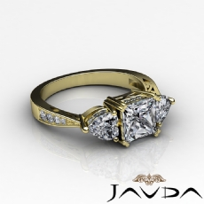 Tapered Three Stone Filigree diamond Ring 18k Gold Yellow