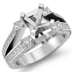 1.2Ct Antique Diamond Engagement Ring Pave Setting 14k White Gold Semi Mount - javda.com 