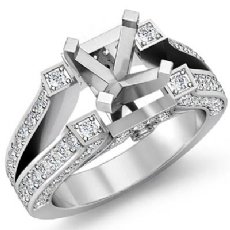 1.20Ct Antique Diamond Engagement Ring Pave Setting 14K White Gold Semi Mount