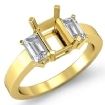 3 Stone Emerald Shape Diamond Semi Mount Ring 18k Yellow Gold 0Ct - javda.com 