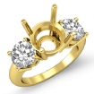 Round Diamond 3 Stone Engagement Ring 14k Yellow Gold Semi Mount 1.5Ct - javda.com 