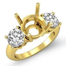 Round Diamond 3 Stone Engagement Ring 14k Gold Yellow Semi Mount  (1.5Ct. tw.)