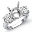 Round Diamond 3 Stone Engagement Ring 14k White Gold Semi Mount 1.5Ct - javda.com 