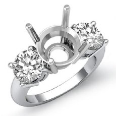 Round Diamond 3 Stone Engagement Ring 14k White Gold Semi Mount 1.5Ctw