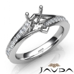 Pave Setting Diamond Engagement Pear Semi Mount Ring 14k White Gold 0.35Ct - javda.com 