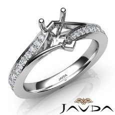 Pave Setting Diamond Engagement Pear Semi Mount Ring 14K White Gold 0.35Ct
