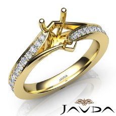 Pave Setting Diamond Engagement Pear Semi Mount Ring 18k Gold Yellow  (0.35Ct. tw.)