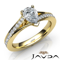 Pave Set Classic Side-Stone diamond Ring 18k Gold Yellow