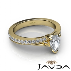 Pave Set Classic Side-Stone diamond Ring 14k Gold Yellow