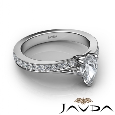 Pave Set Classic Side-Stone diamond Ring 18k Gold White