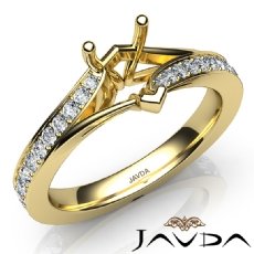 Heart Diamond Engagement Pave Set 14k Gold Yellow Heart Semi Mount Ring  (0.35Ct. tw.)