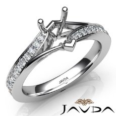 Heart Diamond Engagement Pave Set 14k White Gold Heart Semi Mount Ring 0.35Ct