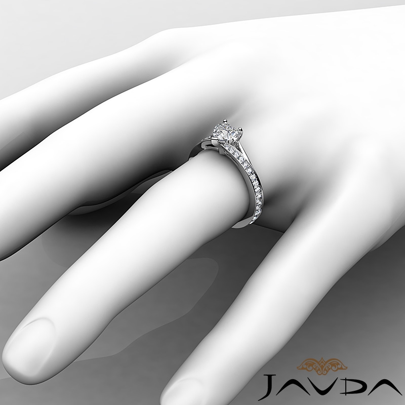 Pave Setting Side Stone diamond Ring 14k Gold White