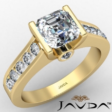 Channel Set Shank Bezel Accent diamond Ring 18k Gold Yellow
