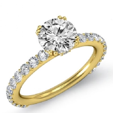 Double Prong Set Side Stone diamond Ring 18k Gold Yellow