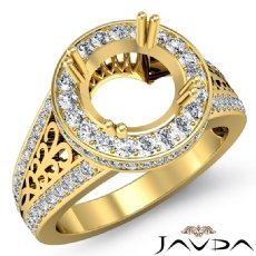 Round Diamond Engagement Ring Pave Setting 14k Gold Yellow Wedding Band  (1.35Ct. tw.)