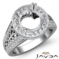 Round Diamond Engagement Ring Pave Setting 14K White Gold Wedding Band 0.85Ct