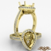 0.5Ct Diamond Engagement Pear Ring 18k Yellow Gold Halo Pave Setting Semi Mount - javda.com 