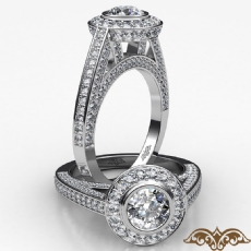 Bezel Halo Pave Bridge Accent diamond Ring 14k Gold White