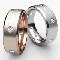 Matte Finish Men's Eternity Bezel Round Diamond Wedding Band 14k W Gold 0.40Ct