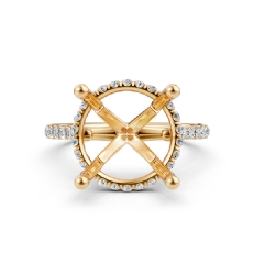 Cathedral Round Halo French U Pave Diamond Engagement Ring 14k Gold Yellow  (0.55Ct. tw.)