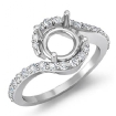 Diamond Engagement Ring Round Shape SemiMount 14k White Gold Halo Setting 0.35Ct - javda.com 
