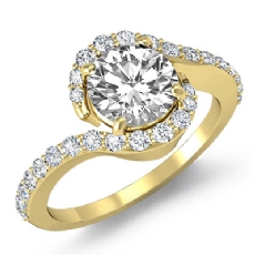 Curve Shank Halo Sidestone diamond Ring 18k Gold Yellow