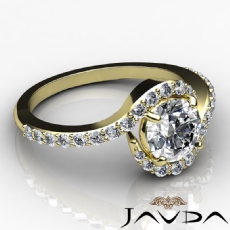 Curve Shank Halo Sidestone diamond Ring 18k Gold Yellow