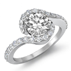 Curve Shank Halo Sidestone diamond Ring 14k Gold White