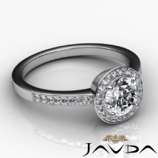 4 Prong Halo With Sidestone diamond Ring 18k Gold White