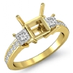 3 Stone Diamond Engagement Ring Princess Cut Semi Mount Setting 14k Yellow Gold 0.5Ct - javda.com 