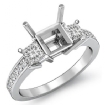 3 Stone Diamond Engagement Ring Princess Cut Semi Mount Setting Platinum 950 0.5Ct - javda.com 