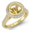 0.8Ct Diamond Engagement Ring 18k Yellow Gold Round Semi Mount Halo Pave Setting - javda.com 