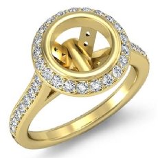 Diamond Engagement Ring 18k Gold Yellow Round Semi Mount Halo Pave Setting (0.8Ct. tw.)