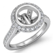 0.8Ct Diamond Engagement Ring 18k White Gold Round Semi Mount Halo Pave Setting - javda.com 