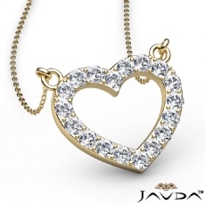 Round Diamonds Open Heart Pendant Necklace In 14k Gold Yellow (0.5Ct. tw.)
