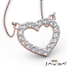 Round Diamonds Open Heart Pendant Necklace In 18k Rose Gold (0.5Ct. tw.)