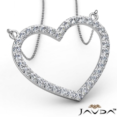 Open Heart Frame Pendant Necklace In 14k White Gold Round Diamonds 1Ct