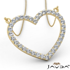 Open Heart Frame Pendant Necklace In 14k Gold Yellow Round Diamonds  (1Ct. tw.)