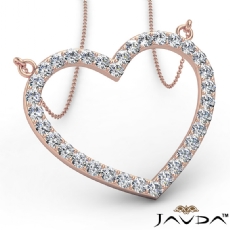 Open Heart Frame Pendant Necklace In 18k Rose Gold Round Diamonds  (1Ct. tw.)